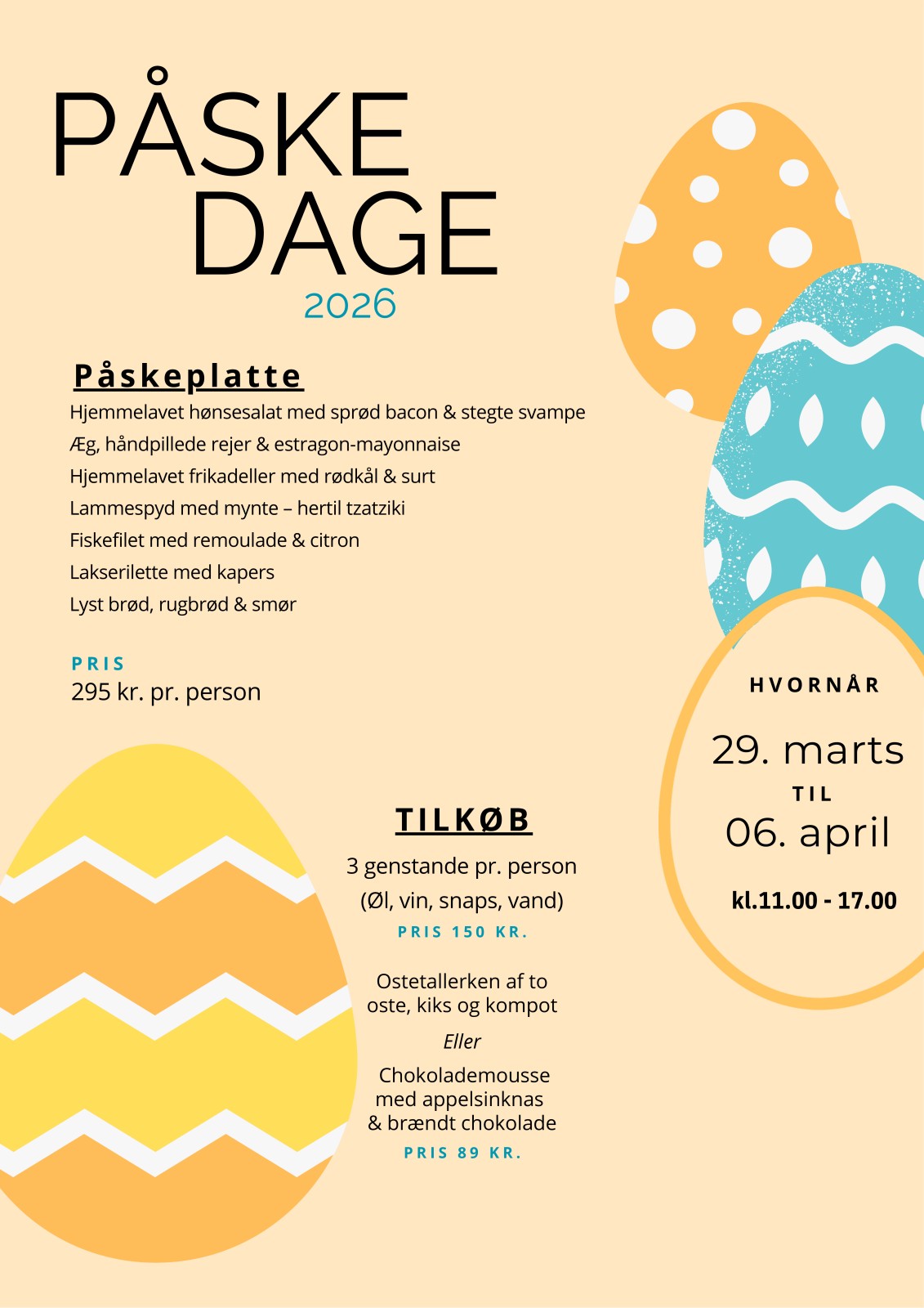 Påskedage 2026 – Påskeplatte menu og priser på Bandholm Badehotel